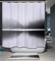 Chinese Monochromes Shower Curtains Fabric Grey Polyester Cloth Print Bathroom Curtains
