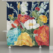 Midnight Floral Shower Curtain Navy   Custom Design High Quality Home Bathroom Home Decor