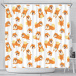 Brown Pomeranian Pattern Shower Curtain Fulfilled In Us Cute Gift Home Decor Fashion Design