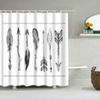 Line Ink Art Boho Collection Eagle Feather 3D Printed Shower Curtain