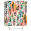 Pink Shower Curtain Special Custom Design Unique Gift For Women  Cactus Floral Pattern