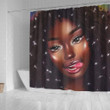 Fancy Black Woman African American Shower Curtain Cute Melanin Girl Bathroom Decor Accessories