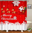 Reindeer And Santa Claus Art Design 3D Printed Shower Curtain Gift For Chrismas Day