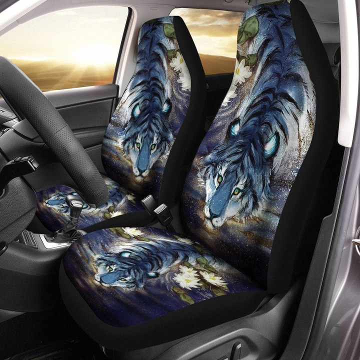 Swimming Tiger Car Seat Cover | Universal Fit Car Seat Protector | Easy Install | Polyester Microfiber Fabric | CSC1737