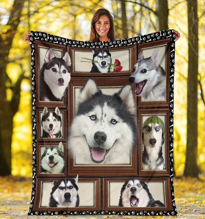 Dog Blanket 3D Siberian Husky Funny Gift Dogs Lover Fleece Blanket
