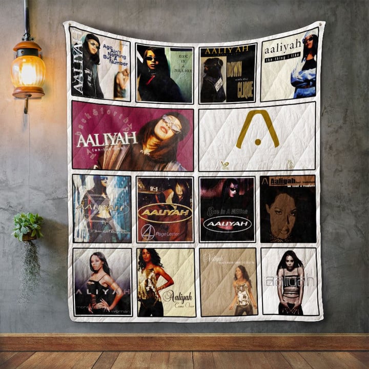 Aaliyah Album Covers Quilt Blanket