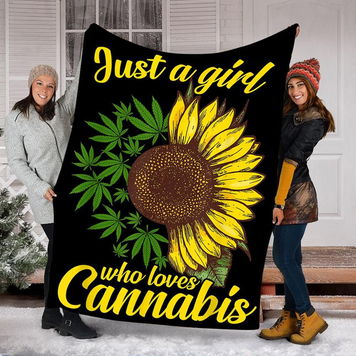 Custom Blanket Sunflower Cannabis Fleece Blanket - Gift For Girls