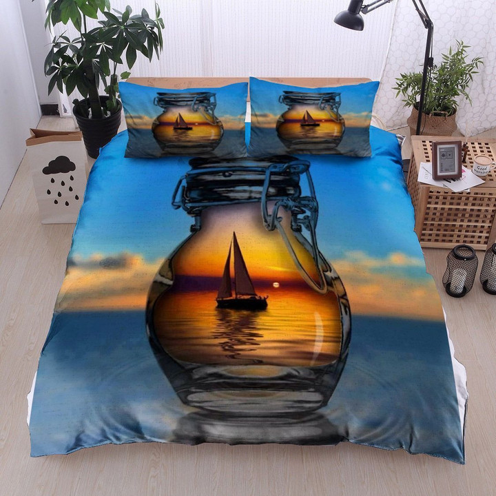 Sunset Boat Glass Bedding Set All Over Prints