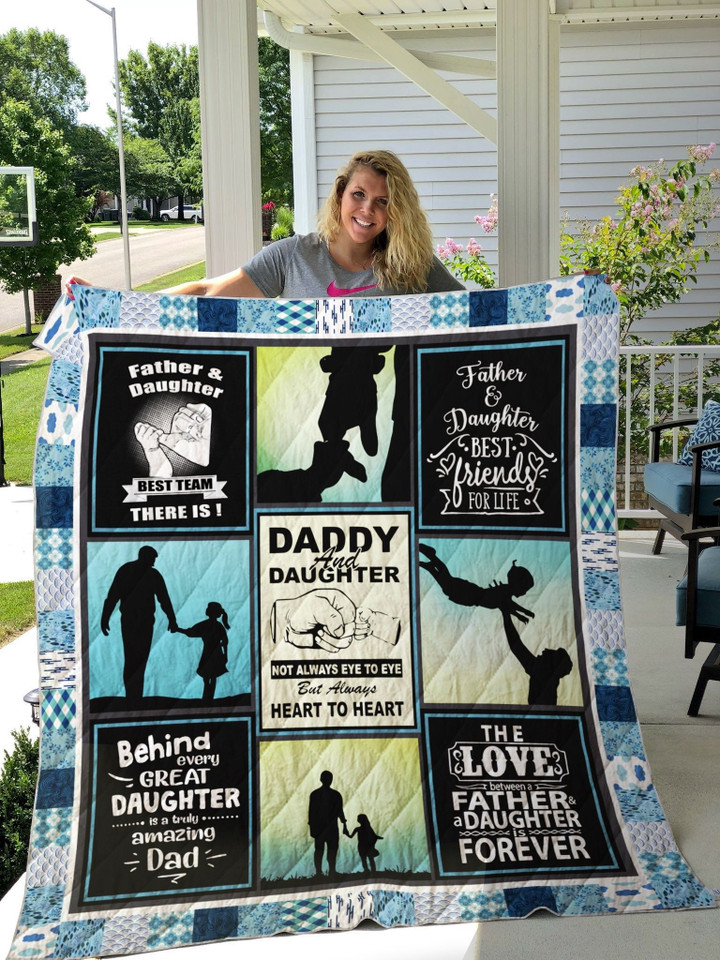 Father And Daughter Best Team There Is Quilt Blanket  Perfect Gifts For Family
