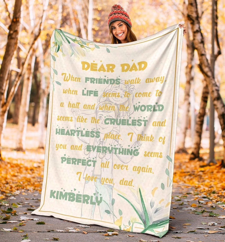 Personalized To My Dad Fleece Blanket When Friends Walk Away Great Customized Gift For Father'S Day Birthday Christmas Thanksgiving