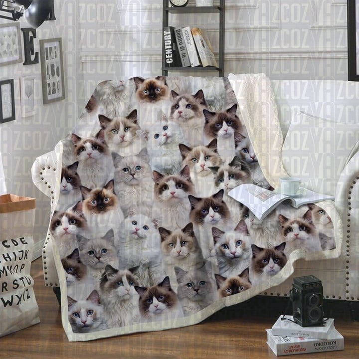 Ragdoll Cats Sherpa Fleece Blanket Rr