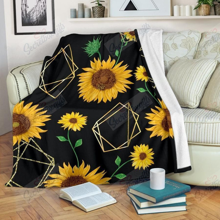 Sunflower Polygonal Yu0601096Cl Fleece Blanket