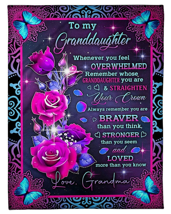 Loved More Than You Know Roses To Granddaughter Fleece Blanket Fleece Blanket