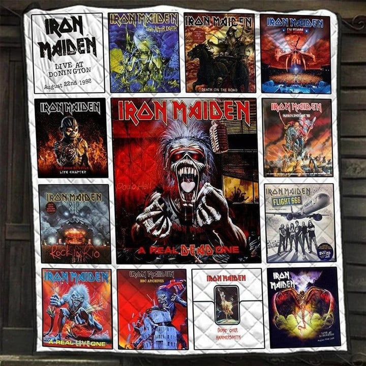 Iron Maiden For Heavy Metal Music Fans Cotton Ing Fabric Fleece Quilt Blanket Personalized Customized Home Bedroom Decor Gift