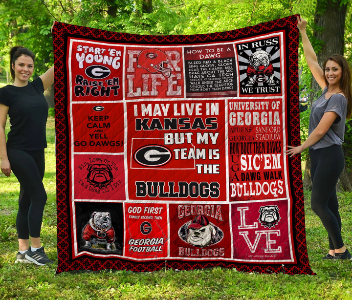Georgia Bulldogs Kansas Quilt Blanket Ha1910 Fan Made