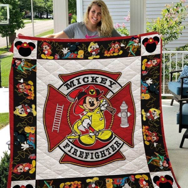 Fireman Mickey Firefighter 3D Quilt Blanket