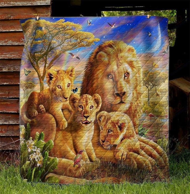 Happy Lion Family NI1210085DT Quilt Blanket