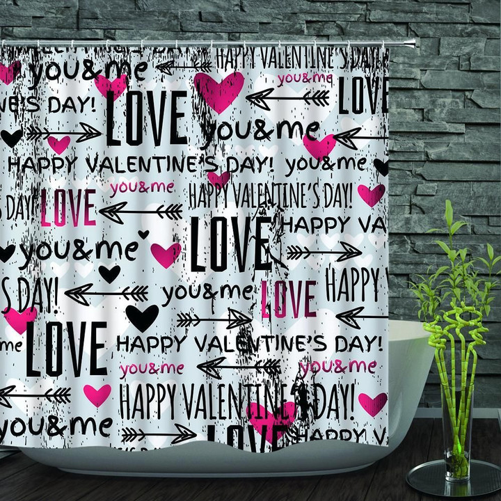 Happy Valentine'S Day Painting 3D Printed Shower Curtain Gift Home Decoration