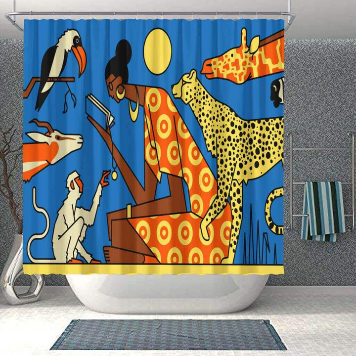 Pretty  African Lady 3D Printed Shower Curtain Bathroom Decor