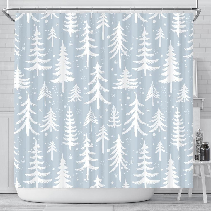 Christmas Tree Winter Forest Pattern Shower Curtain Fulfilled In Us Cute Gift Home Decor Fashion Design