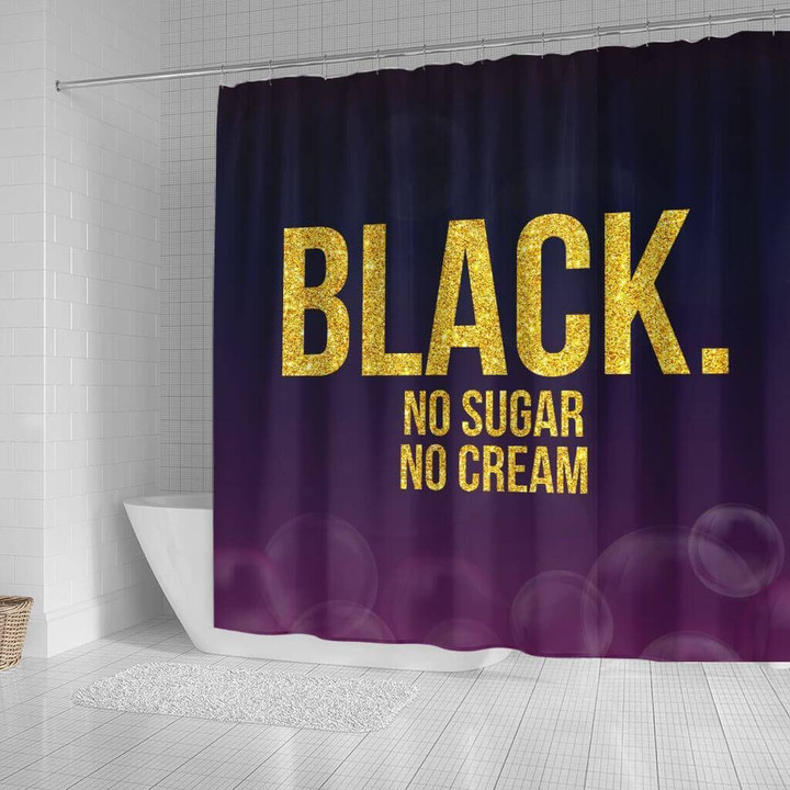 Inspired Black No Sugar No Cream   3D Printed Shower Curtain Bathroom Decor