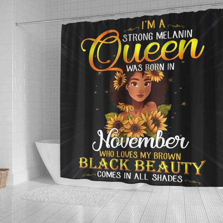 Awesome I'M A Strong Melanin November Queen   3D Printed Shower Curtain Bathroom Decor