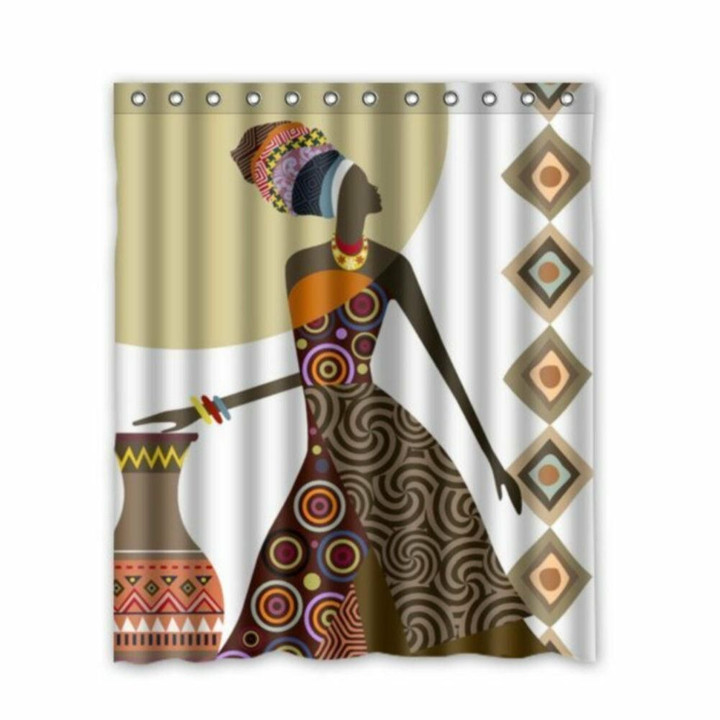 Bathroom Shower Curtain African Women Art Painting Bath Curtains Decor Set Gift