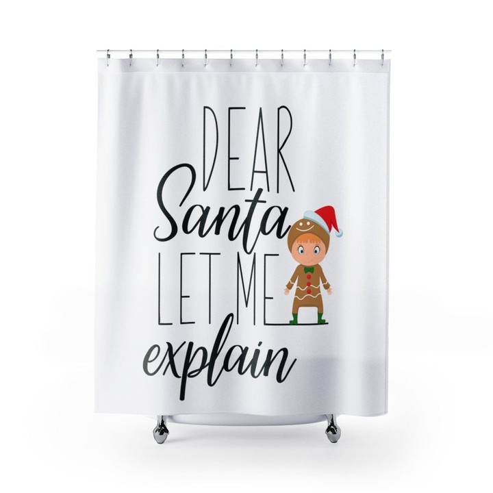 White  Shower Curtain Special Custom Design Unique Gift  Home Decor Let Me Explain Christmas