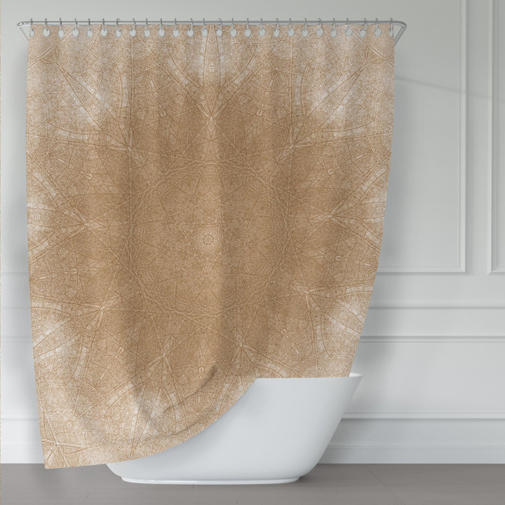 Tan Soft Mandala Rustic Fabric 3D Printed Shower Curtain