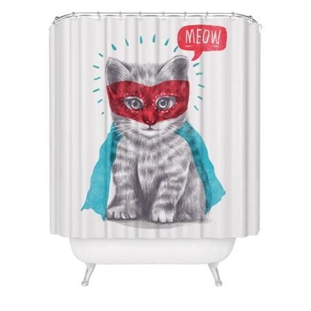 Cute Super Kitty Animal  3D Printed Shower Curtain Giving Cat Lovers For Home Decor