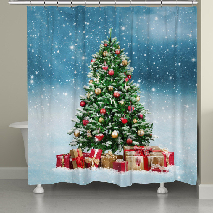 Snowy Tree Shower Curtain  Custom Design High Quality Bathroom Home Decor