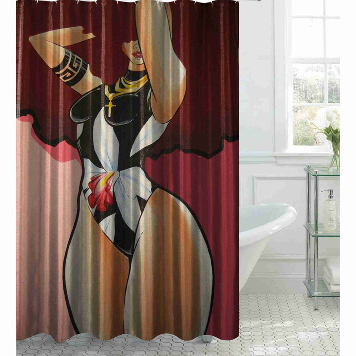 Black Girl Afro Girl  Bathroom Shower Curtain Waterproof Size Options  Home Decor