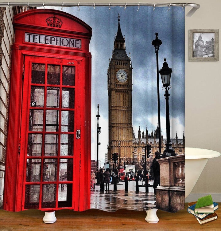 The Phone Booth 3D Printed Shower Curtain Gift Home Decoration