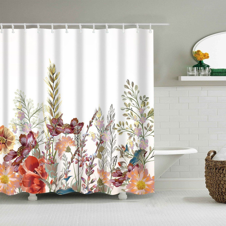 Autumn Season Multicolored Wildflowers Lupine Tulip 3D Printed Shower Curtain