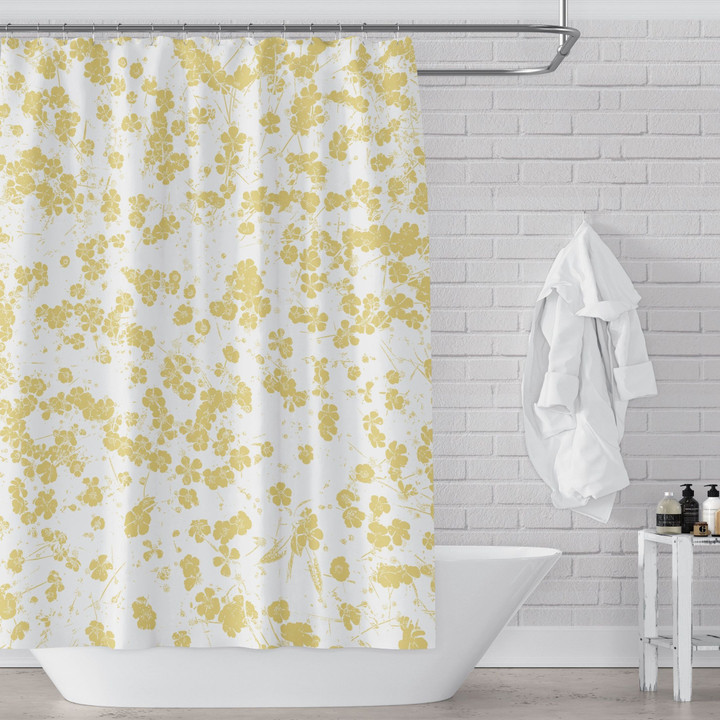 Field Of Buttercups Yellow And White Art 3D Printed Shower Curtain