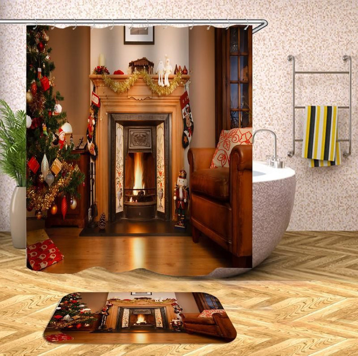 Christmas Night 3D Printed Shower Curtain Gift Home Decoration