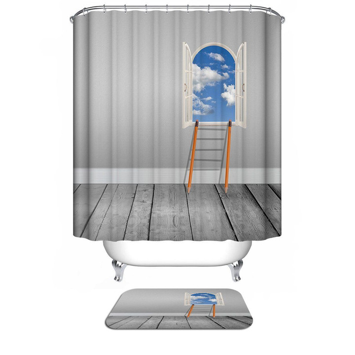 White Window And Blue Sky Art Design 3D Printed Shower Curtain Gift For Home