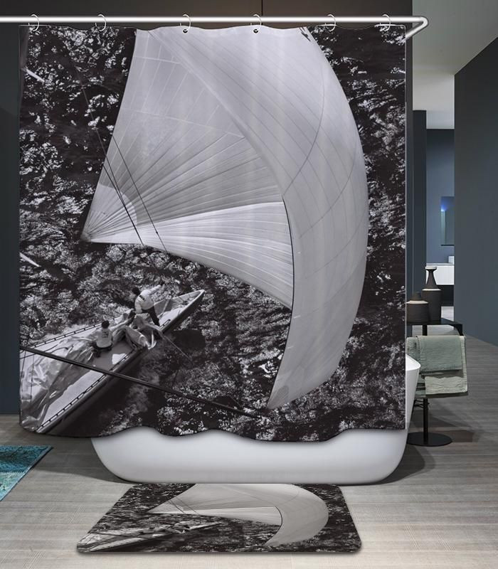 Art Simplicity Grey Polyester Cloth 3D Printed Shower Curtain