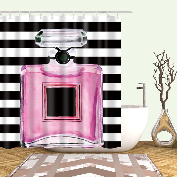 Pink Perfume Cute Gift For Girl 3D Printed Shower Curtain