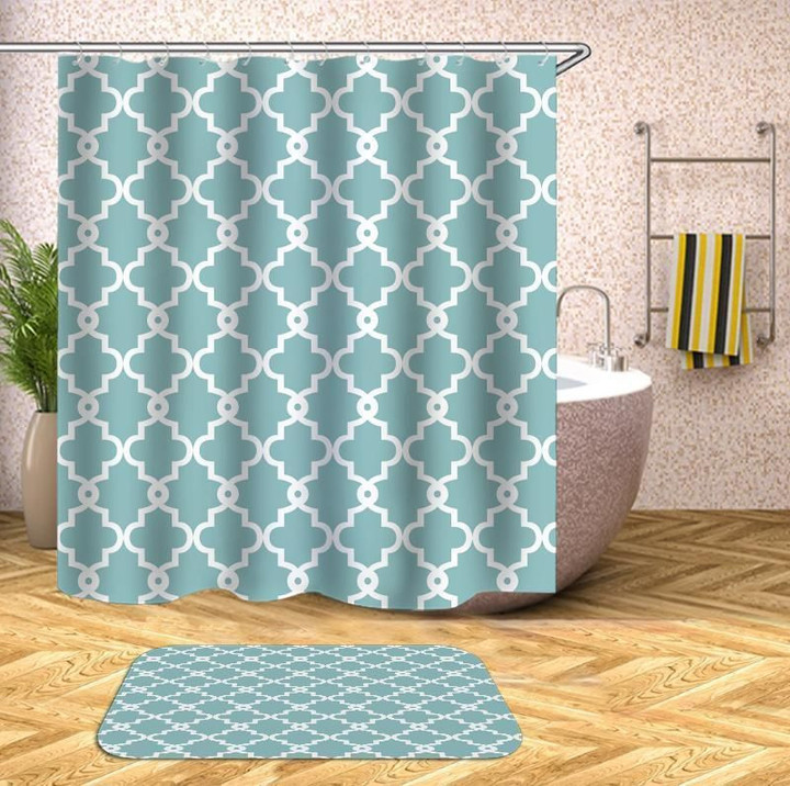 3D Printed Shower Curtain Patchwork Teal Polyester Cloth Home Decor Gift Ideas
