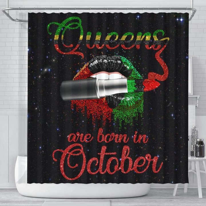Melanin Queens Are Born In October 3D Printed Shower Curtain Bathroom Decor