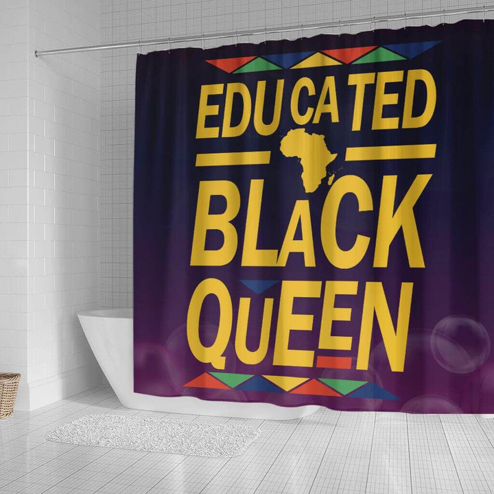 Inspired Educated Black Queen Afro Woman Black African 3D Printed Shower Curtain Bathroom Decor