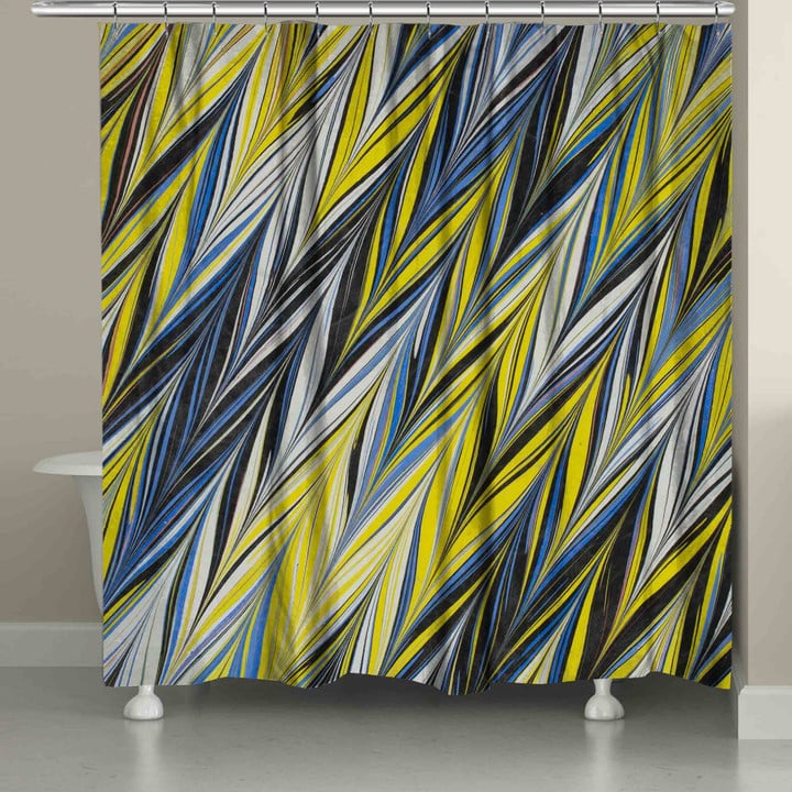 Blue Yellow Zigzag Shower Curtain  Custom Design High Quality Home Bathroom Home Decor