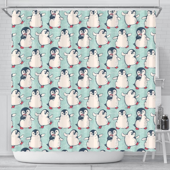 Cute Penguin Pattern Shower Curtain Fulfilled In Us Cute Gift Home Decor Fashion Design
