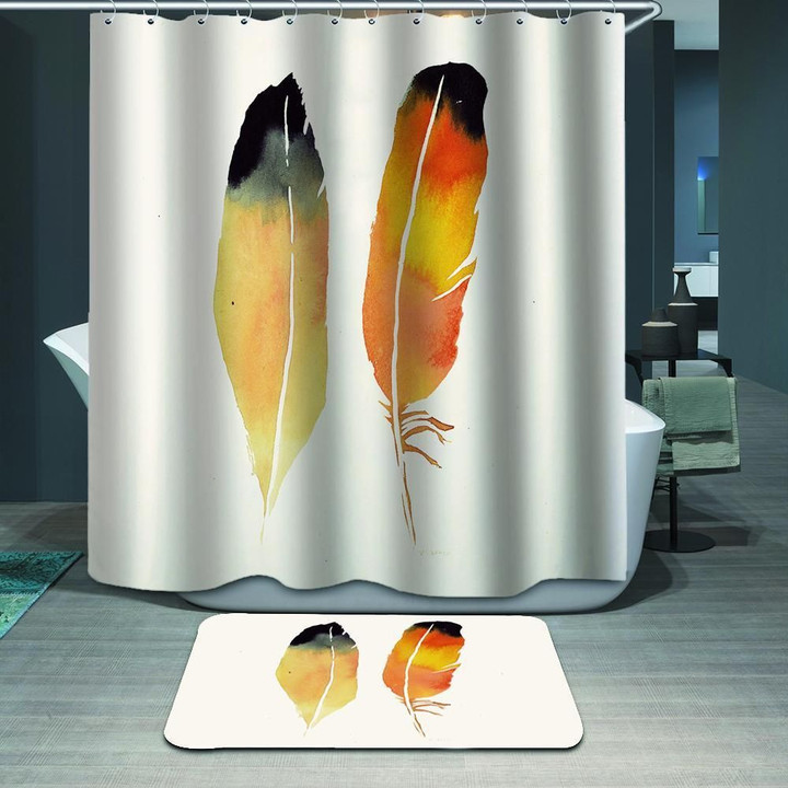 Feather Colourful Leaf Art Design 3D Printed Shower Curtain Gift For Home