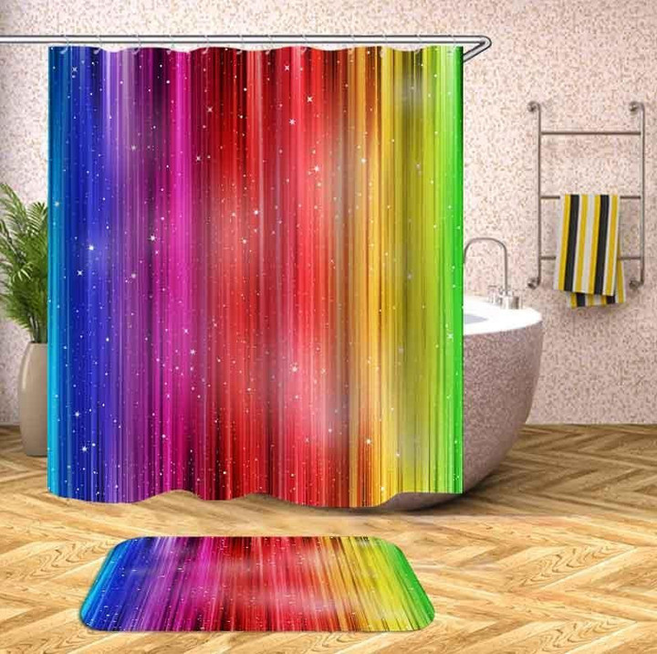 Striped Shower Curtains Fabric Human Skeleton Colorful Polyester Cloth Print Bathroom Curtains
