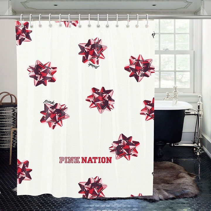 Glass Pink Nation Victoria Secret White  Shower Curtain Bathroom Decor Fashion Design Special Gift