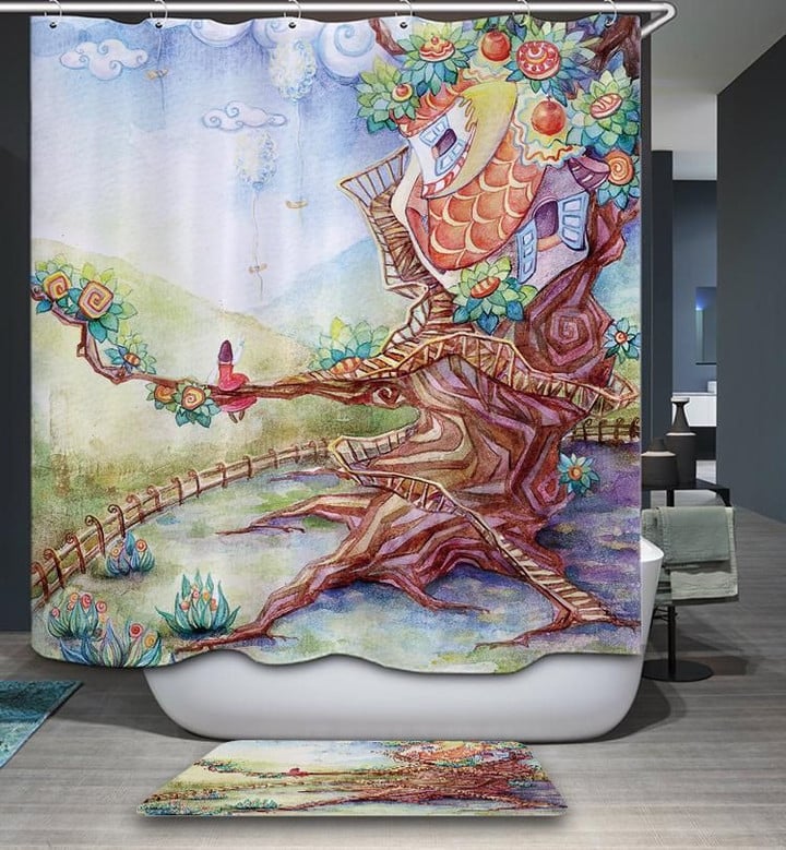 Colorful Art 3D Printed Shower Curtain Polyester Cloth