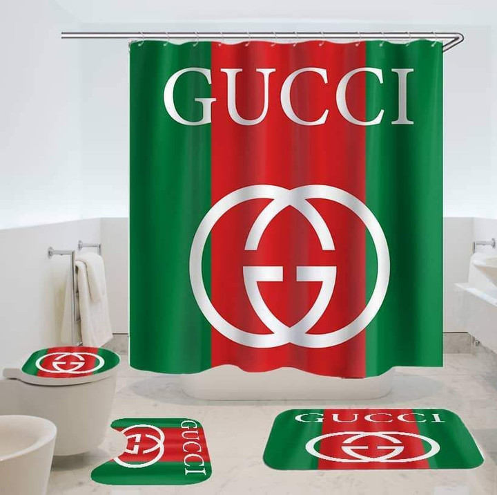 Gucci Italian Style Shower Curtain Waterproof Luxury Bathroom Mat Set Luxury Brand Shower Curtain Luxury Window Curtains
