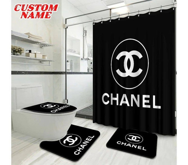 Chanel Type 34 Shower Curtain Waterproof Luxury Bathroom Mat Set Luxury Brand Shower Curtain Luxury Window Curtains